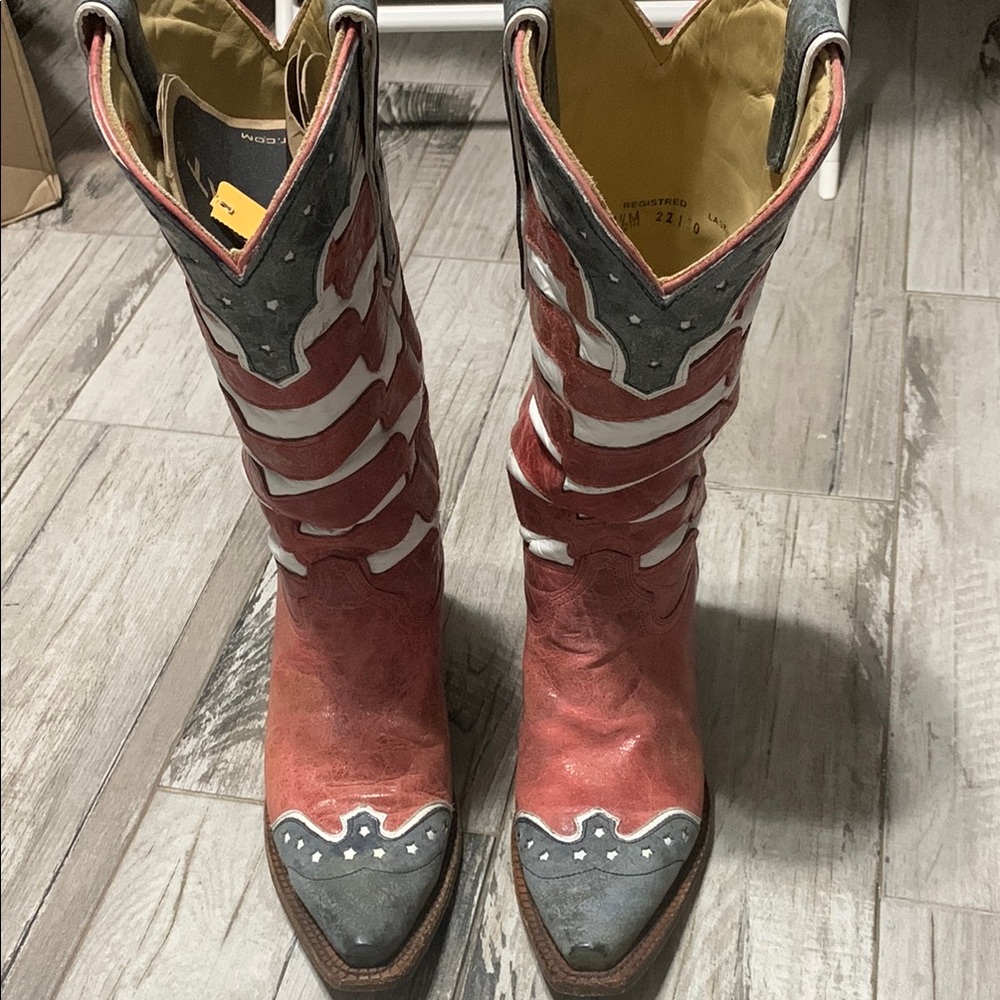 Corral Red, White and Blue Heeled Boots with Western Flair